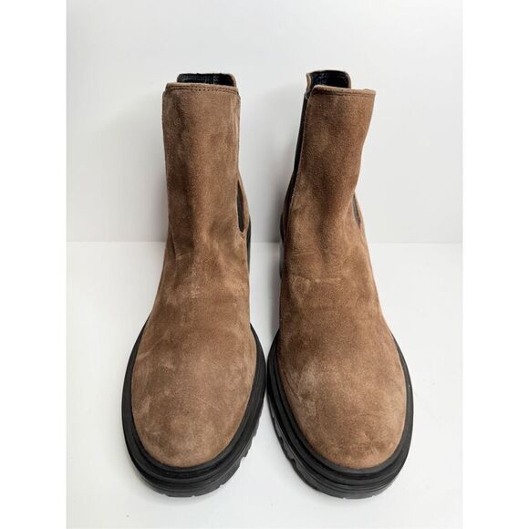 GEOX Leather Boots Size 9.5 Brown Ankle Chelsea Pull On Block Heel Booties NEW - Picture 4 of 12